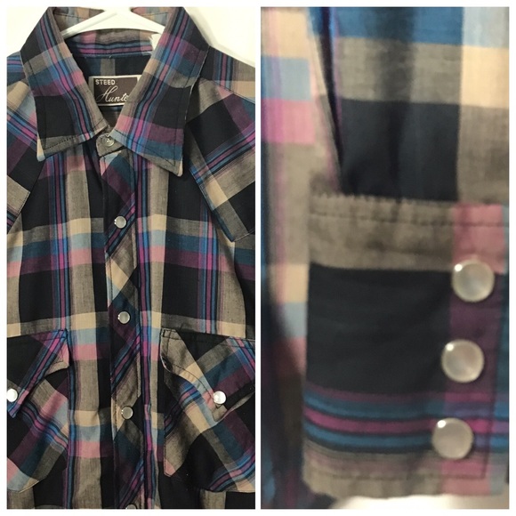 Vintage Western Pearl Snap Plaid Rodeo Shirt - Picture 2 of 8